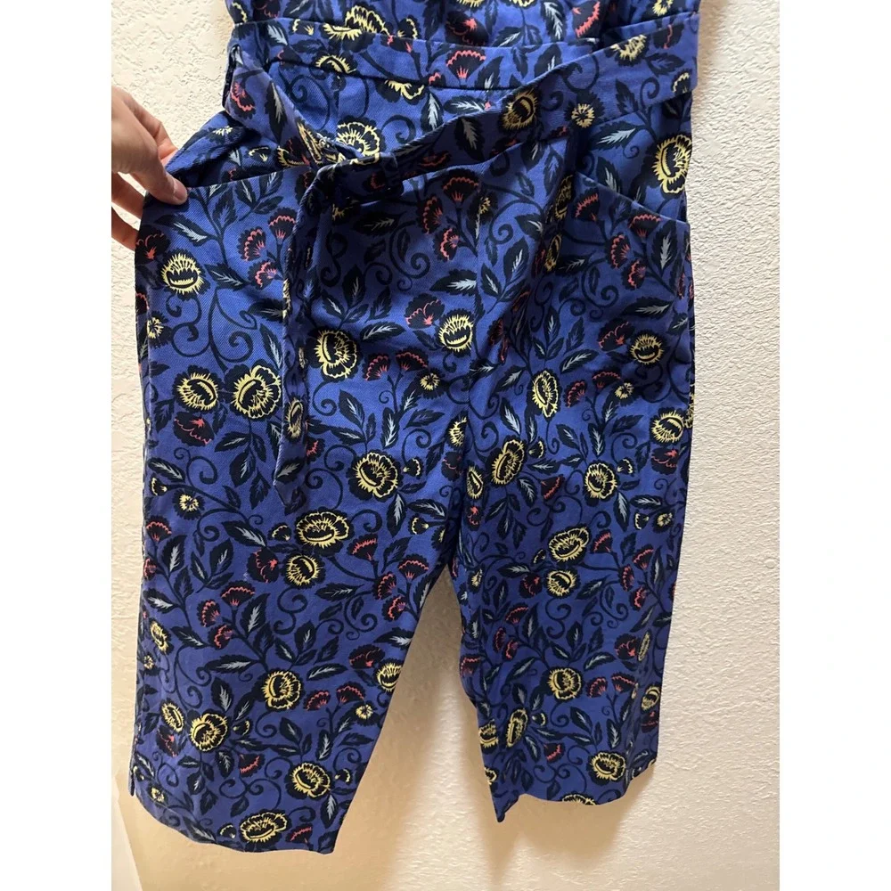 Cartonnier‎ by Anthropologie Jumpsuit Blue Floral Print Wide Leg crop Size 10